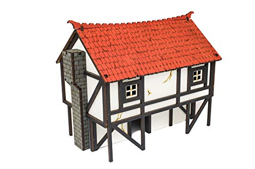 War World Gaming Medieval Bäckerhaus (Vorbemalt/Unbemalt) - 28mm Fantasie Tabletop Gelände Modell Diorama Modellbau von War World Gaming