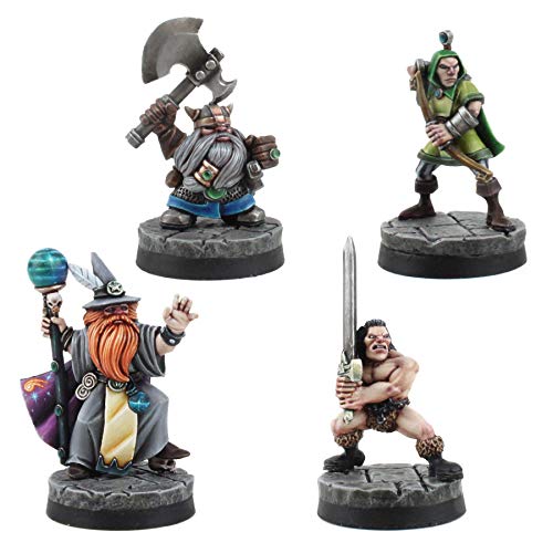 War World Gaming Set von 4 Held Miniaturen Figuren für 28 mm Fantasie Wargaming oder Tabletop Rollenspiele von War World Gaming