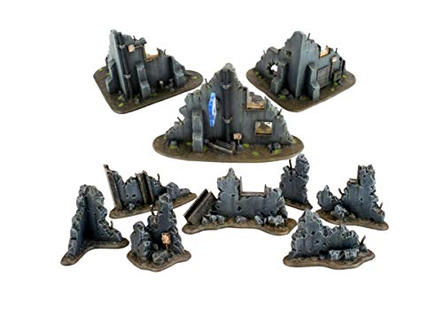 War World Gaming War-Torn City Bauschutt und Gebäude Set - 28mm Tabletop Gelände Landschaft Modellbau Modell Miniatur Diorama Schlachtfed Deckung Versatzstücke Wargaming von War World Gaming