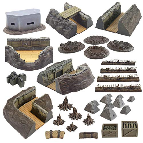 War World Gaming World at War Grabenkrieg-System Schlachtfeld Set - 28mm WW1 Tabletop Spiele Gelände Modellbau Diorama Schlachtfeld Miliar Kriegführung von War World Gaming