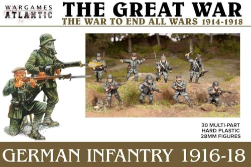 The Great War - Deutsche Infanterie 1916-18 (30 Figuren), mehrteilige Hartplastik (schlagfestes Polyester), 28 mm Figuren von Wargames Atlantic