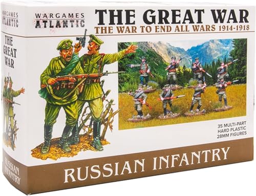 The Great War – Russische Infanterie 1914–18 (35 Figuren), mehrteilige Hartplastik-Figuren (schlagfestes Polyester), 28 mm von Wargames Atlantic