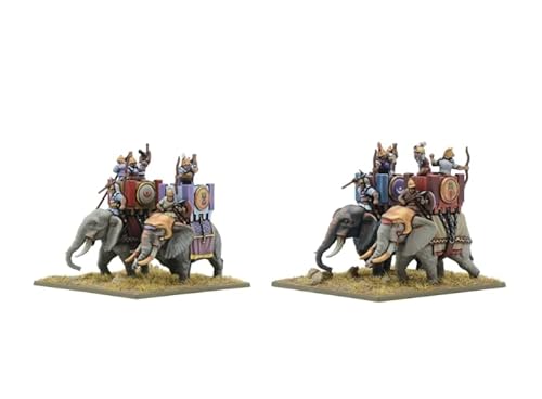 Wargames Delivered Hail Caesar Epic Battles Carthaginian War Elephants - 4 Kriegselefanten mit Howdah, 4 Mahout-Elefantenreiter, 10 karthagische Crew und Bases für Miniatur-Kriegsspiele von Warlord von Wargames Delivered