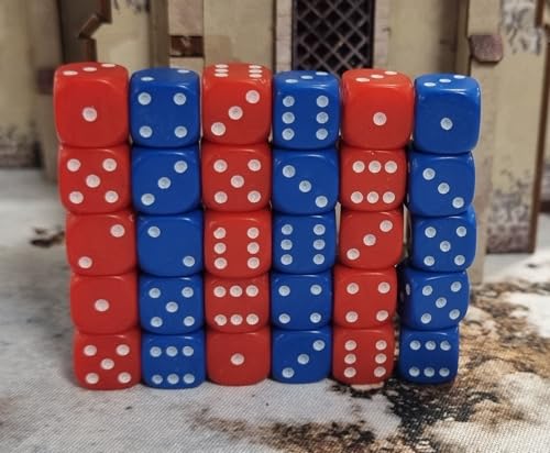 30 x D6-Würfel, 10 mm, klassisch (15 x rot und 15 x blau) von Warlord Games