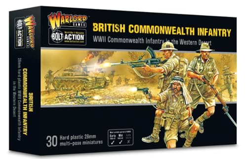 Warlord Games British Commonwealth Infantry – 28 mm Skala Kunststoff-Miniaturen für Bolzenaktion detaillierte Miniaturen aus dem 2. Weltkrieg für Tisch-Kriegsspiele von Warlord Games