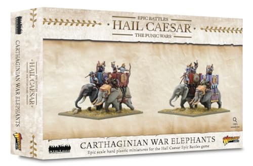 Warlord Games Karthagische Kriegselefanten – Epische Skala Kunststoff-Miniaturen für Hagel Caesar Hochdetaillierte Miniaturen der alten Ära für Tisch-Kriegsspiele von Warlord Games