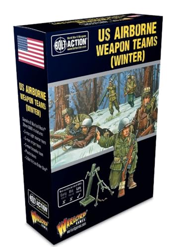 Warlord Games US Airborne (Winter) Waffenteams 28 mm Skala Harz Miniaturen für Bolzenaktion Hochdetaillierte Miniaturen aus dem 2. Weltkrieg von Warlord Games