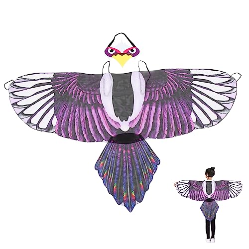 Warmhm 1 Satz Adlerflügel Halloweenkostüm Vogel Maske Fee Schmetterlingsflügel Engelsflügel Eulenkostüm Vogelflügel Vogel-Outfit Für Erwachsene Feenflügel Chiffon Violett von Warmhm