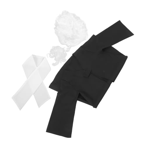 Warmhm 1 Satz Anwaltsuniform-Perückenset Richterkopfbedeckung Richter-Outfit Gerichtsverkleidung Set Richter Kleidung Kinderperücke Richter Kostüm Perücke Polyester Black von Warmhm