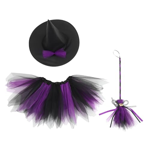 Warmhm 1 Satz Hexen verkleiden sich individueller Hexenhut Halloween Hexenkostüm für Damen Vampir Kostümset Kostümzubehör Cosplay-Kleidung für Mädchen Kinderkostüm Polyester Violett von Warmhm