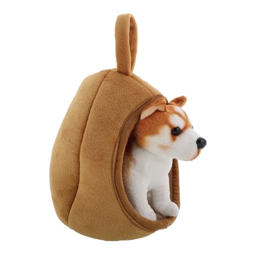 Warmhm 1 Satz Hundehausspielzeug realistischer Spielzeughund Welpen ausgestopftes Tier riesige Kuscheltiere Welpenfigur -Hundehütte Japanisches Stofftier Plüsch Light Brown von Warmhm