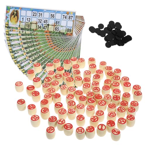 Warmhm 1 Satz Satz Zahlenschachspiel Spiele Figurenschachspiel Dame Brettspiel Bingo-Maschine Spielzeuge familienbrettspiel Toy interessante Bingopapiere Bingo-Visitenkarten hölzern von Warmhm