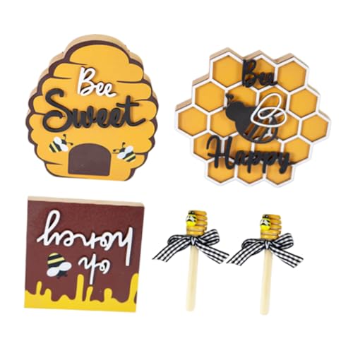 Warmhm 1 Set Möbel Bürodekoration Heimdekoration Halloween Dekoration Osterdekoration Bienenstock Ornament Abgestuftes Tablett Holzwabenverzierung Holzhandwerk Baumwolle von Warmhm