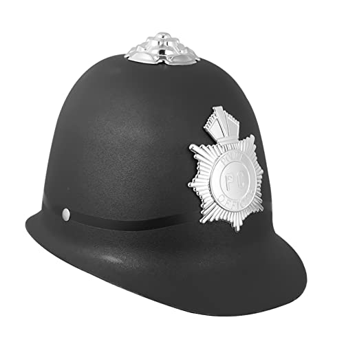 Warmhm 1 Stück Polizeimütze halloween hut halloween accessoires stutzenhalter kapuzenpullover Halloween accessory Zaubererhut Schutzhelm Kostüm Britische Bobby-Mütze Party Plastik Black von Warmhm