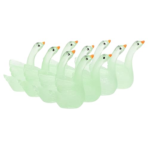 Warmhm 10 Stück Leuchtende Schwan Ornamente Teufel Tisch Minifigur Ente Plüschtier Tiere Mini Schwan Statue Kleinkind Badespielzeug Kleine Enten Hai Auto von Warmhm