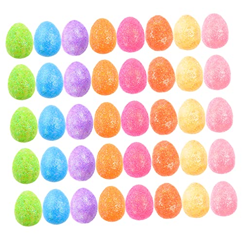 Warmhm 100 Stück Bunte Schaumstoff Eier Glitzer Eier Gänseblümchen Schaumstoff Eier Zum Basteln Schaumstoff Eier Mini Styropor Vögel Mini Eier Zum Basteln Glitzernde Eier von Warmhm