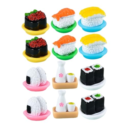 Warmhm 12 Stück Simuliertes Japanisches Sushi Künstliches Sushi Puppenhaus Lebensmittel Sushi Mini Sushi Modell Sushi Schneiden Spiellebensmittel Mini Sushi Kleines Sushi von Warmhm