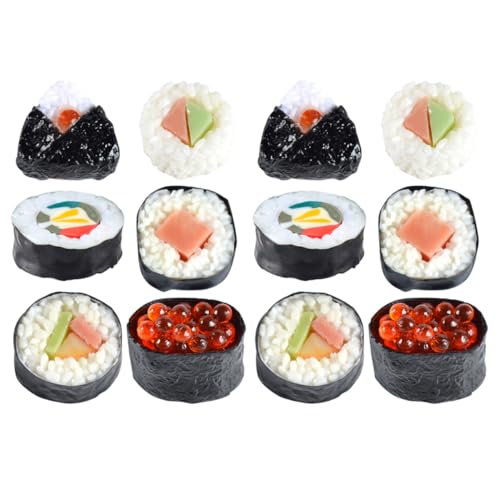 Warmhm 12 Stück Sushi-Modell Gefälschtes Sushi -essensspielzeug Sushi-zubereitungsset Sushi-Requisiten Sushi Sushi-Simulation Sushi-Form Essen Vorgeben Künstliches Essen PVC von Warmhm