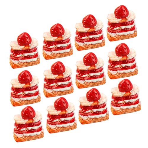 Warmhm 15 Stück Mini-erdbeerkuchen, Miniatur-lebensmittelmodelle, Mini-erdbeerkuchen, Modell, Gefälschte Desserts von Warmhm