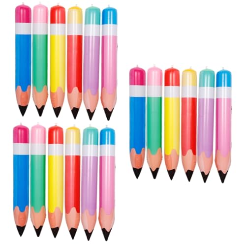 Warmhm 18 Stk Aufblasbarer Bleistift Neuheit Bleistift Klassenzimmerdekoration Bleistift Aufblasen Zurück Zur Schuldekoration Jumbo-bleistift Aufblasbare Bleistift-requisiten Pvc von Warmhm