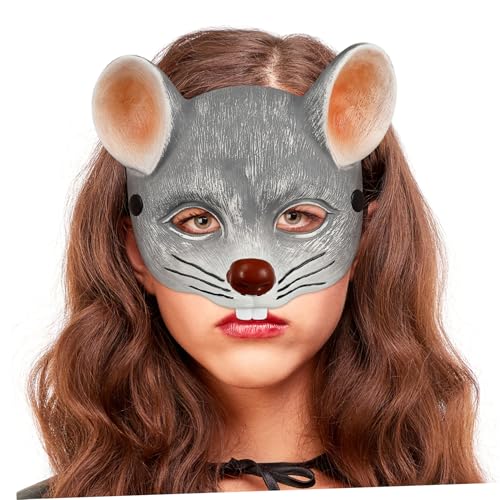 Warmhm 1stk 3d-mausmaske Ratten-halloween-kostüm Masken Bausatz Led-maske Böses Rattenkostüm Gefälligkeiten Für Maskerade-partys Kostüm Tier-cosplay-maske Wimperntusche Light Grey von Warmhm