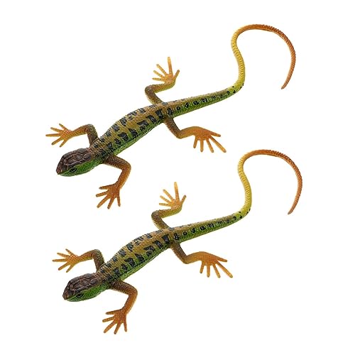 Warmhm 2 STK. Schlangen-eidechsenskink Modell Einer Tierfigur Eidechsenfigur Tiermodell Simulations-eidechsenmodell Gefälschtes Eidechsenmodell Wohndekoration Plastik Green von Warmhm