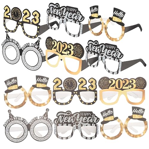 Warmhm 2 Sätze 2023 Neujahrsbrille Rave Partylichter Partybecher Adventsgeschenke Faschingsbrille Schnapsgläser Partydekorationen Interessante Brille Weißer Karton 12 Stück * 2 von Warmhm