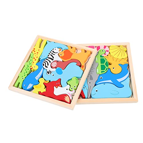 Warmhm 2 Sätze Dreidimensionales Tierpuzzle Jumbo Puzzle Formen Puzzlespiele Hundepuzzles Puzzleblöcke Brett Das Tierpuzzle Aus Holz von Warmhm