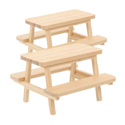 Warmhm 2 Stück Mini- -Dekoration, Mini-holzmöbel, Modell, Holzhandwerk, Tisch- Und Stuhl-Set von Warmhm