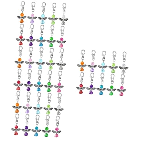 Warmhm 200 Stück Engel Schlüsselanhänger „Dankeschön“ Schlüsselanhänger Engel Schlüsselanhänger Brautparty Schlüsselanhänger Perlen Schlüsselanhänger Schmuckset Engel Ornament von Warmhm