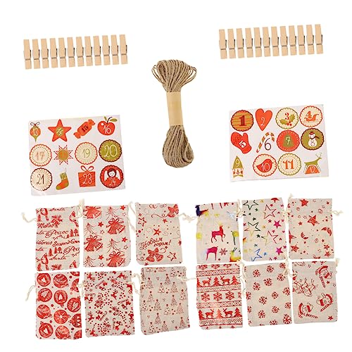 Warmhm 24 Stück Weihnachtsgeschenktüten Aus Kraftpapier Mit Kordelzug Aufklebern Und Clips Ideal Zum Befüllen Für Adventskalender Und Festliche Anlässe Weihnachtswichtel Komplettset von Warmhm