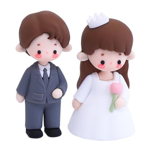 Warmhm 2St Hochzeitstorte-Puppe brautpaar figuren Brautparty-Kuchenaufsatz Muffin-Topper Braut- und Bräutigamfigur Liebe Herz Tortenaufsatz Statue zum Hochzeitstag weiches Gummi von Warmhm