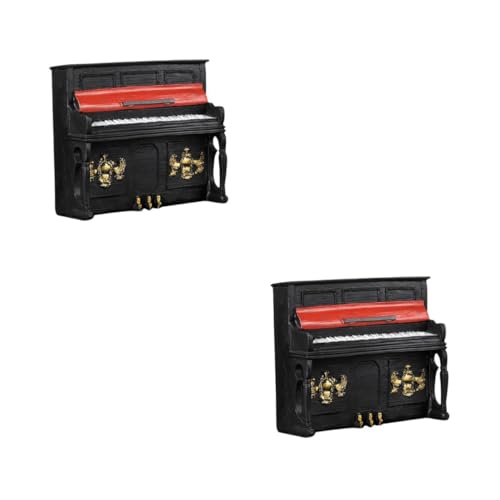 Warmhm 2St Klavier Ornamente Tastatur für Kleinkinder Klavierspielzeug für Mini-Musical Retro Styles Living Room Decoration Tischklavier- zartes Retro-Klavier Harz Black von Warmhm