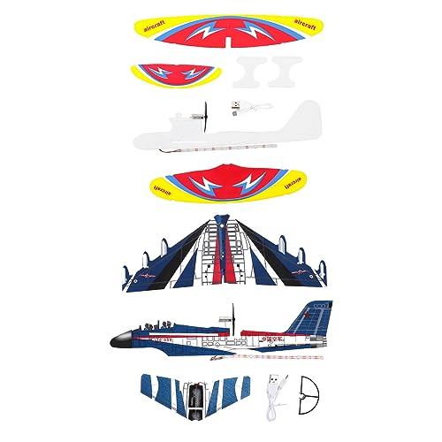 Warmhm 2Stücke USB Geladenes Elektrisches Flugzeugmodell Mit LED Licht Handwurf Schaumstoffleichter Doppeldecker Und Kampfjet Für Outdoor Spaß von Warmhm