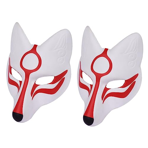 Warmhm 2Stücke Weiße Fuchsmaske Für Erwachsene Karneval Halloween Und Maskenball Dekorative Cosplay Masken Für Partys Und Bühnenaufführungen von Warmhm