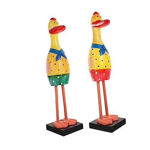 Warmhm 2st Paar Enten Mini-Enten Desktop Pinke Sachen Gefälschte Ente Aufkleber Plüsch Lebendig Gans Vogel-Statue Mauspad Ente Ducken Cool Gnom Kleine Enten Tischdeko Holz von Warmhm