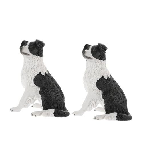 Warmhm 2st Simulationshund Cocker Spaniel-Statue Border Collie Spielzeughunde Für Kinder Mini-Hund Miniatur-hundefigur Schäfer Figur Interaktives Hundesimulationsspielzeug Harz von Warmhm