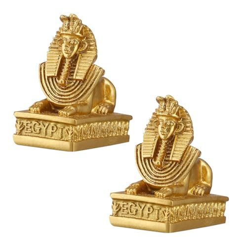 Warmhm 2st Sphinx-Ornament Sphinx-Modell Artefakte Bausatz Gestuftes Tablettdekor Im Herbst Kleine Aquariendekoration Durga-Statue Vintage Sphinx-Figur Sphinx-Statue Harz Golden von Warmhm