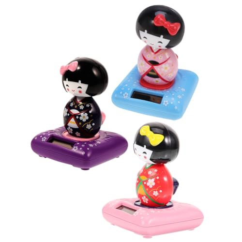 Warmhm 3 Stück kleine Kimono-Puppe schmücken wackelpuppe car Decoration autodeko Auto Schmuck Figur Solar-Tanzspielzeug kleines Kimono-Puppendekor Kimono-Puppe-Statue- Plastik von Warmhm