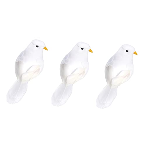 Warmhm 3st Simulation Taube Papagei Vögel Schmuck Vogelmodellverzierung Dekorative Vogelrequisite Miniaturfiguren Tierminiatur Falsche Tauben Mini-Tiere Miniaturtiere Weiß Schaum von Warmhm