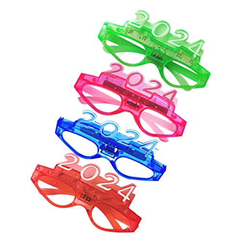 Warmhm 4 Paare 2024 Leuchtende Brille 2024 Zahlenbrille Leuchtende Brille Für Kinder Party-brillen-requisiten Brillenstütze Leuchtende Brillen 2024 Party-sonnenbrille Rave-brille Plastik von Warmhm