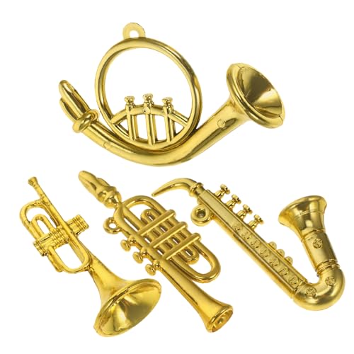 Warmhm 4 STK. Mini-musikinstrumentenmodell Schmuckstücke Ornamente Sammlerstücke Für Musikinstrumente Mini-Kunststoff-Musikinstrument Miniatur-instrumentenmodell Plastik Golden von Warmhm