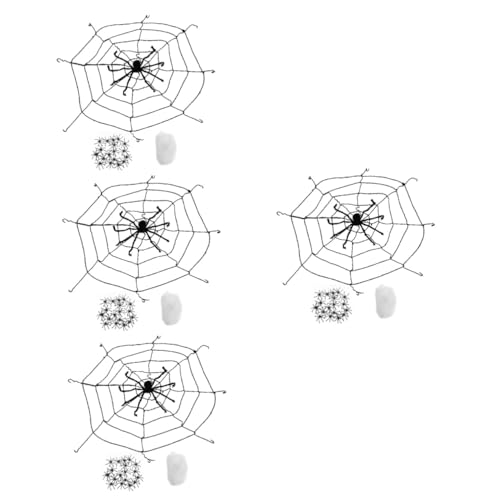 Warmhm 4 Sätze Halloween-Spinnennetz Interessante Spinnenrequisite Simulierte Spinnenstütze Alte Paarverzierungen Gefälschte Spinne Halloween-Dekorationen Festival-Spinnennetz Baumwolle von Warmhm