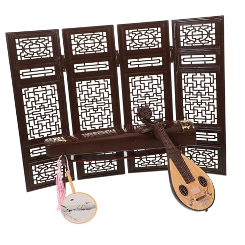 Warmhm 4 Stück Antike Ornamente Miniatur Mini- Figur Mini-hausversorgungsstütze Wohnaccessoires Rundes Lüftermodell Foto-Requisiten Zubehör Orientalischer Fan Bildschirm Pp von Warmhm