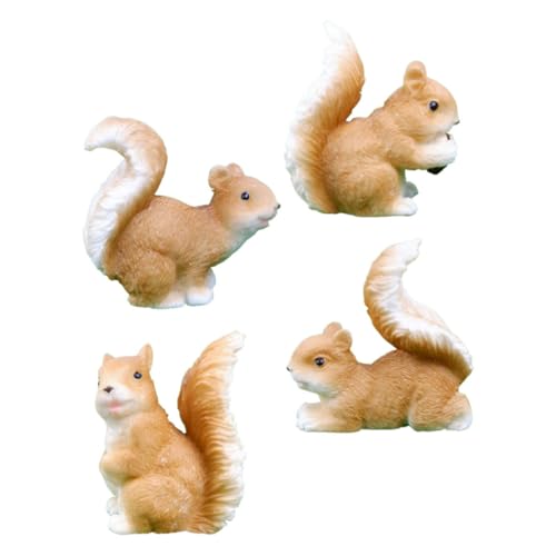 Warmhm 4 Stück Eichhörnchen-verzierung Eichhörnchenfiguren Kleine Tierfigur Garten Eichhörnchen Figuren Eichel Kleine Fingerpuppen Miniatur-tierfiguren Eichhörnchen-Puppe Brown Harz von Warmhm