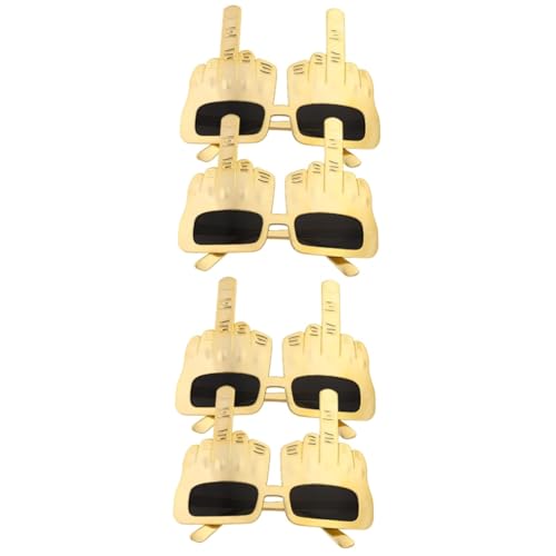 Warmhm 4 Stück Lustige Brille Gläser Kreative Brillen Mittelfinger Sonnenbrille Urlaubsparty-brille Geburtstagsparty-brille Lustige Sonnenbrille Partybrillen Albern Neuheit Golden Plastik von Warmhm