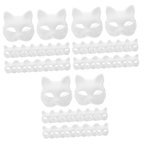 Warmhm 45 Stk Halbgesichts-Katzenmaske leere maske aus weißem papier Katzen-Maskerade-Maske Kitsune-Fuchs-Maske masken für kinder halloween maske leere Maskerademasken Party leere Masken von Warmhm