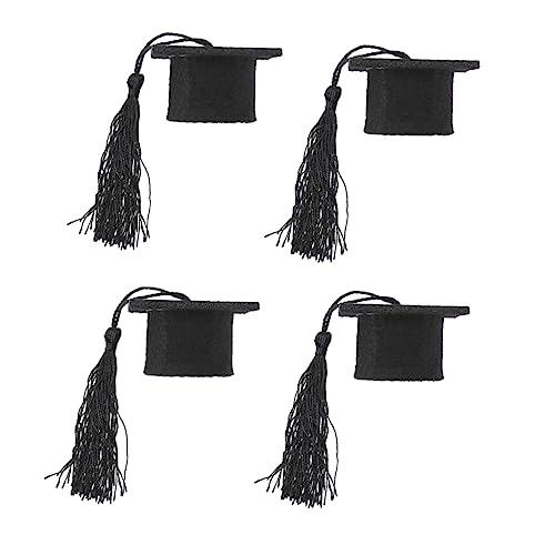 Warmhm 4Pcs Mini Doktorhut Deko Für Flaschen - Absolventenkappen Als Topper Mit Quasten - Perfekt Für Graduation Party Favors Und Feierlichkeiten Schwarz von Warmhm