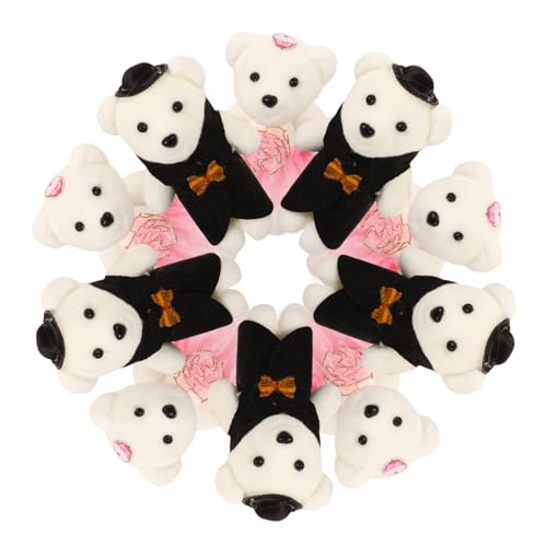 Warmhm 5 Paar Cartoon Bouquet Bär Heim Bär Mini Bär Für Hochzeit Stoffpuppe Dekor Kleiner Bär Gefüllte Plüsch Bär Puppen Hochzeitsauto Plüschbären Stofftier von Warmhm