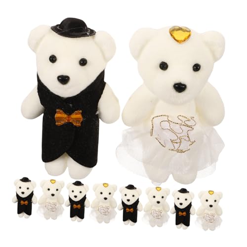 Warmhm 5 Paare Strauß Bärenpuppe romantisches ausgestopfte Bärenpuppe Zuhause Bärenpuppe entzückendes Bärenspielzeug Bärenpuppe im Schlafzimmer Plüschbär tragen Schleife Weiß von Warmhm